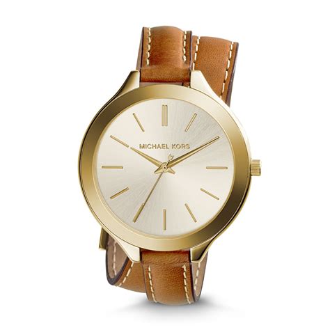 michael kors runway slim gold tone double wrap watch|Michael Kors runway watch silver.